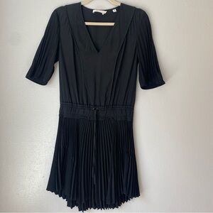 A.L.C. Black Pleated Silk Dress